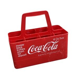Vintage Coca-Cola Red 8 Slot Coke Caddy Plastic 16 oz Bottle Carrier Crate